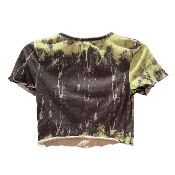 Charcoal/Green Acid Wash Crop Top - Picture 2 of 2